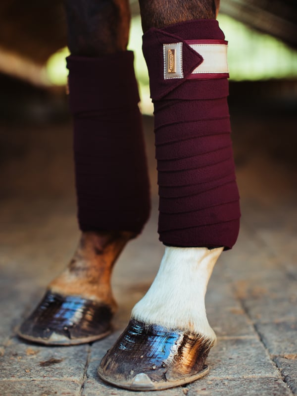 Equestrian Stockholm Polo Wraps Crystal Merlot Gold - Polo Wraps - Kingdom Equestrian