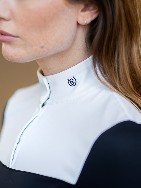 Equestrian Stockholm Refined Competition Top Navy White Short Sleeve - Top - Kingdom Equestrian