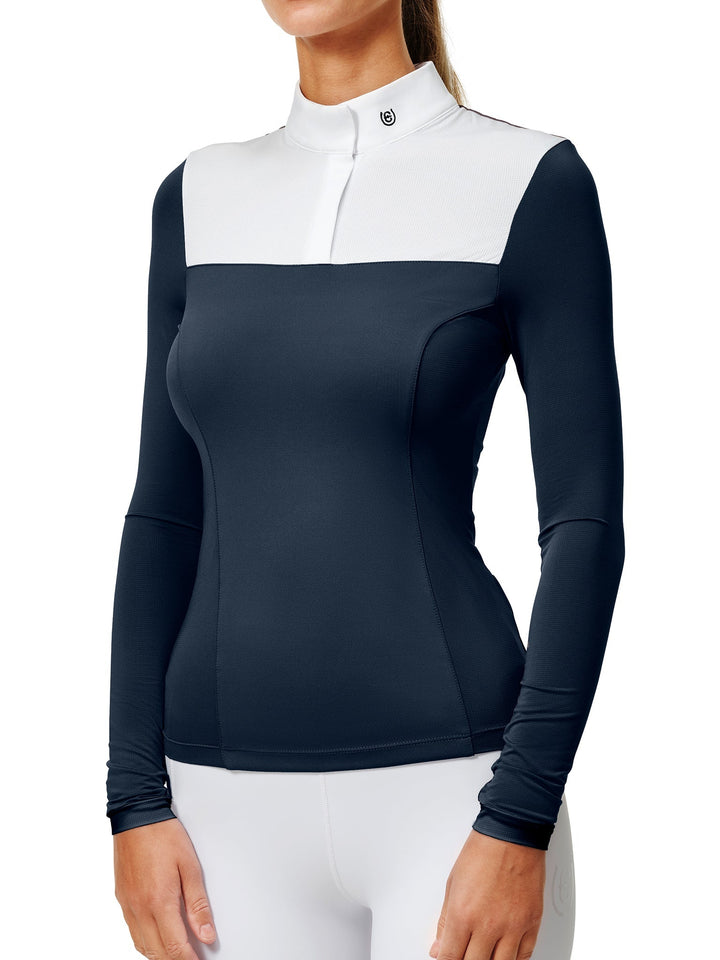 Equestrian Stockholm Refined Competition Top Navy White - Top - Kingdom Equestrian
