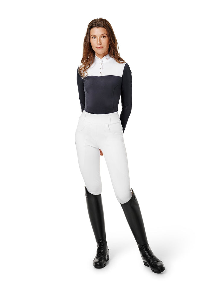 Equestrian Stockholm Revenew Competition Top White Dark Ocean - Top - Kingdom Equestrian