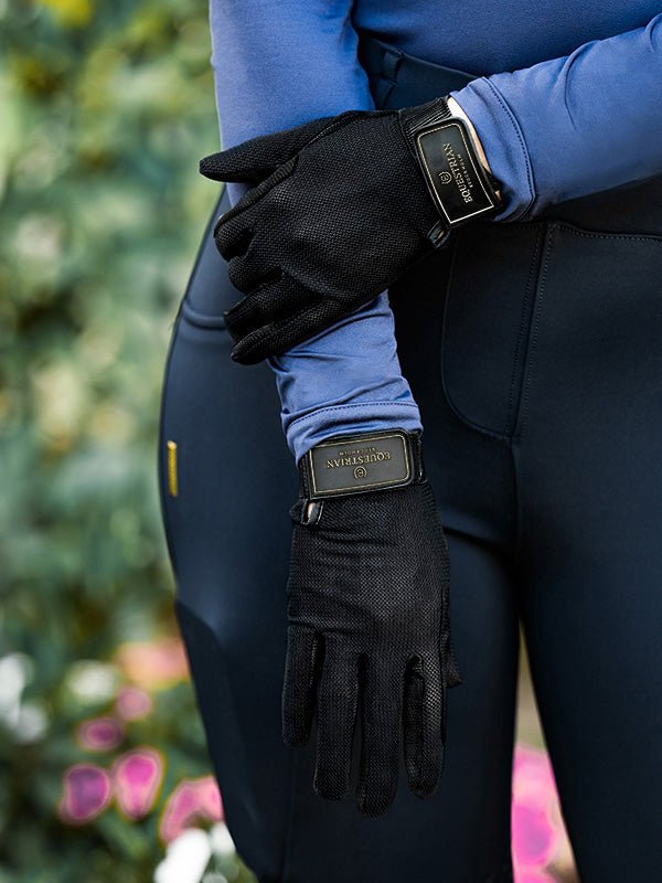 Equestrian Stockholm Riding Summer Gloves Black Gold - Riding Gloves - Kingdom Equestrian