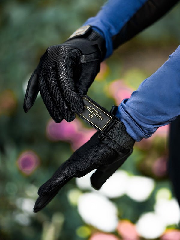 Equestrian Stockholm Riding Summer Gloves Black Gold - Riding Gloves - Kingdom Equestrian