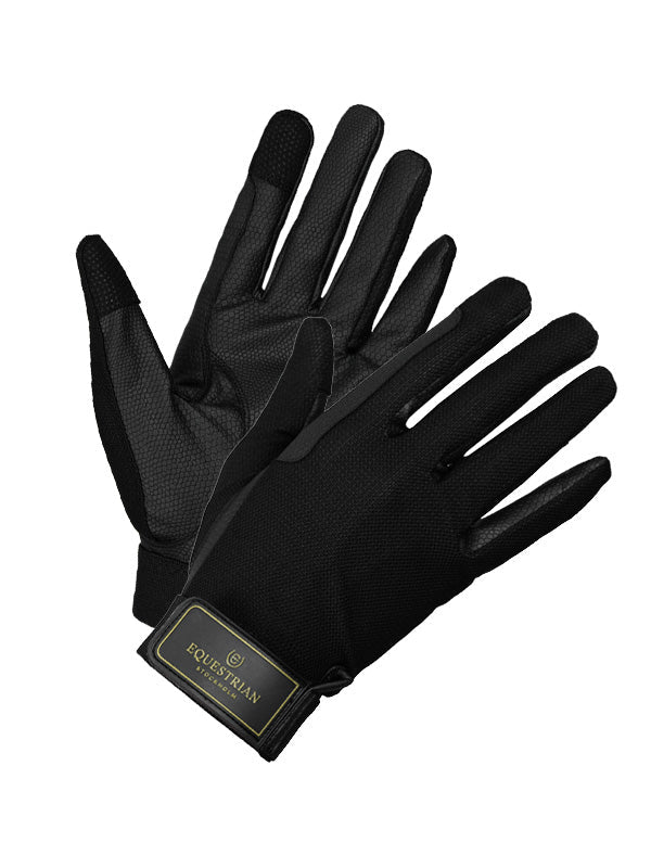 Equestrian Stockholm Riding Summer Gloves Black Gold - Riding Gloves - Kingdom Equestrian