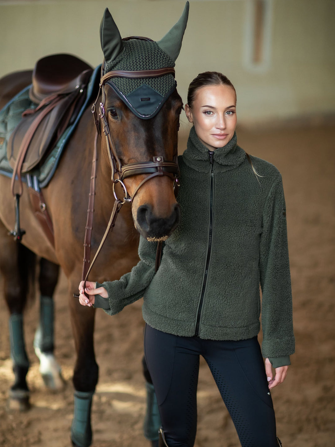 Equestrian Stockholm Teddy Fleece Jacket Avenue Green - Riding Jacket - Kingdom Equestrian